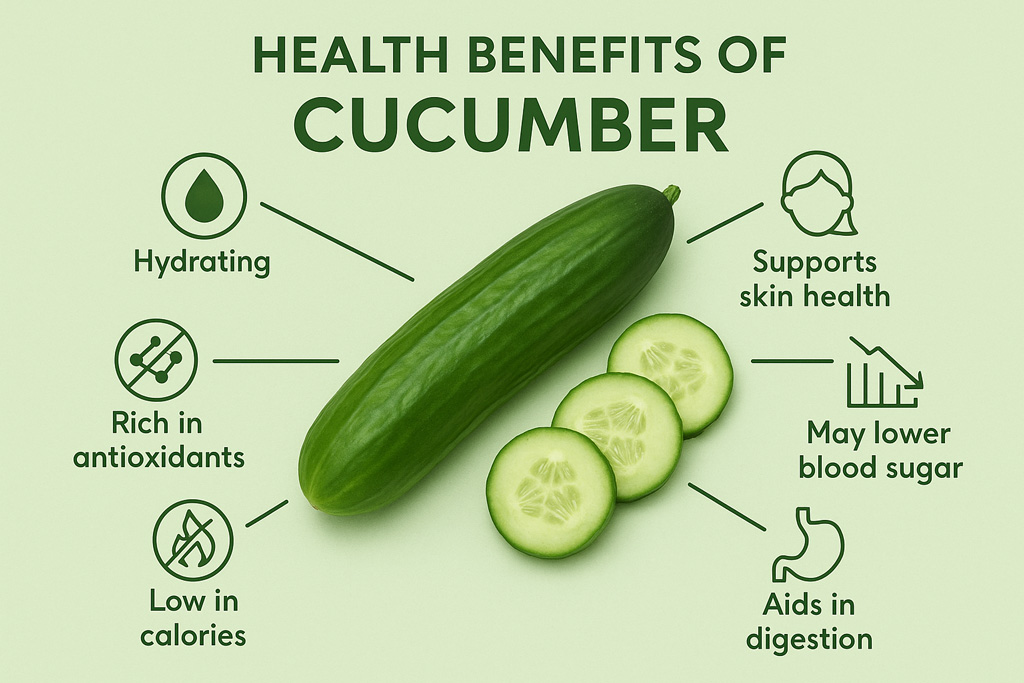 A-top-down-photo-showing-cucumber-slices,-whole-cucumber,-cucumber-infused-water,-and-a-cucumber-face-mask