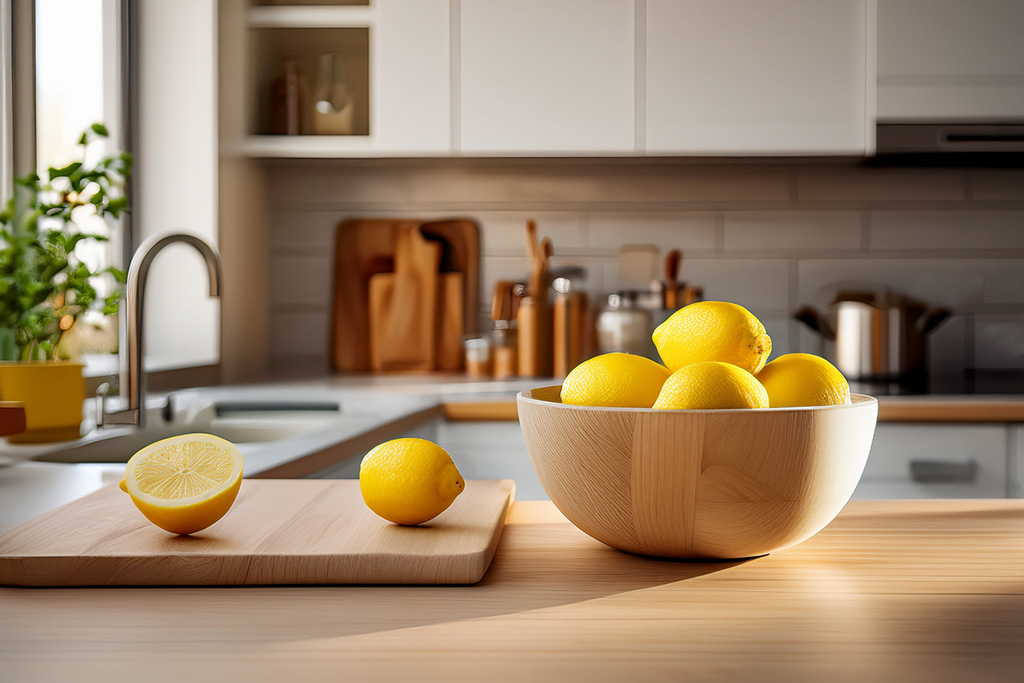 Lifestyle-shot-cozy-kitchen-with-fresh-lemons-in-a-bowl-and-a-cutting-board