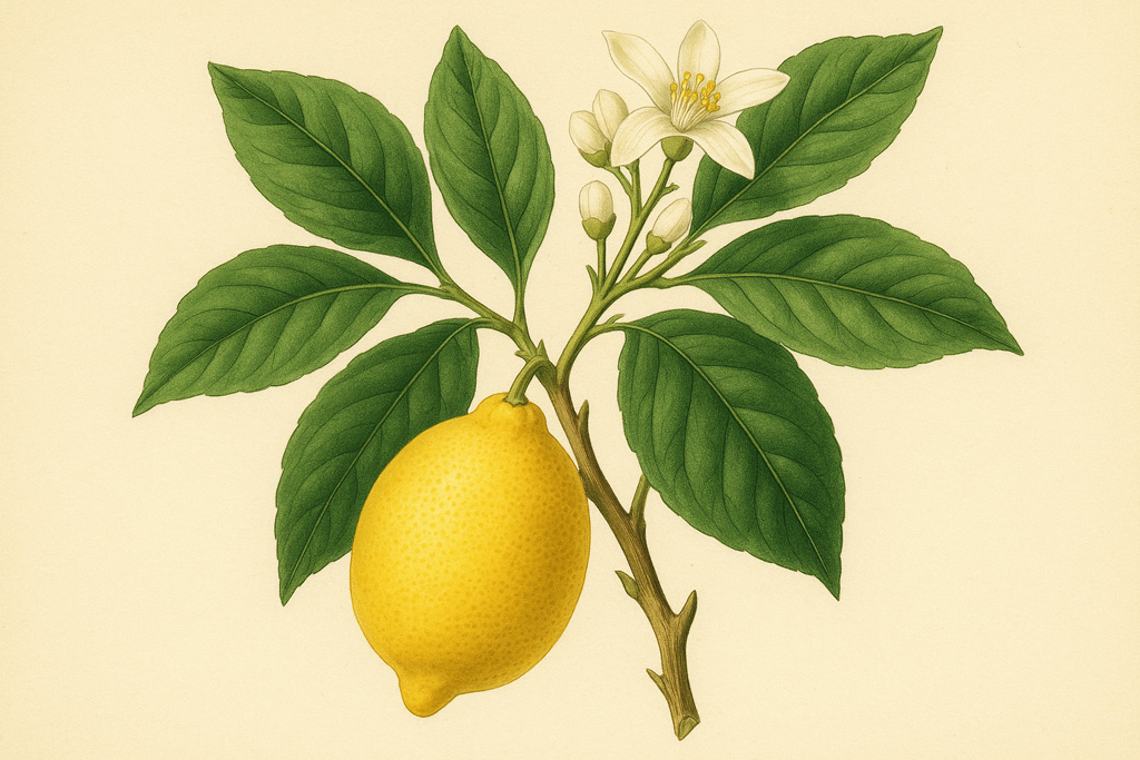 Vintage-botanical-illustration-of-a-lemon-branch-with-leaves-and-blossoms-2