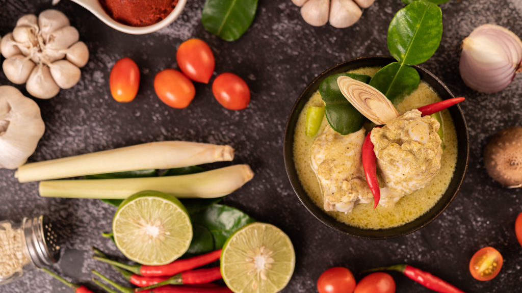 green-curry-made-with-chicken-chili-basil-with-tomato-lime-kaffir-lime-leaves-garlic